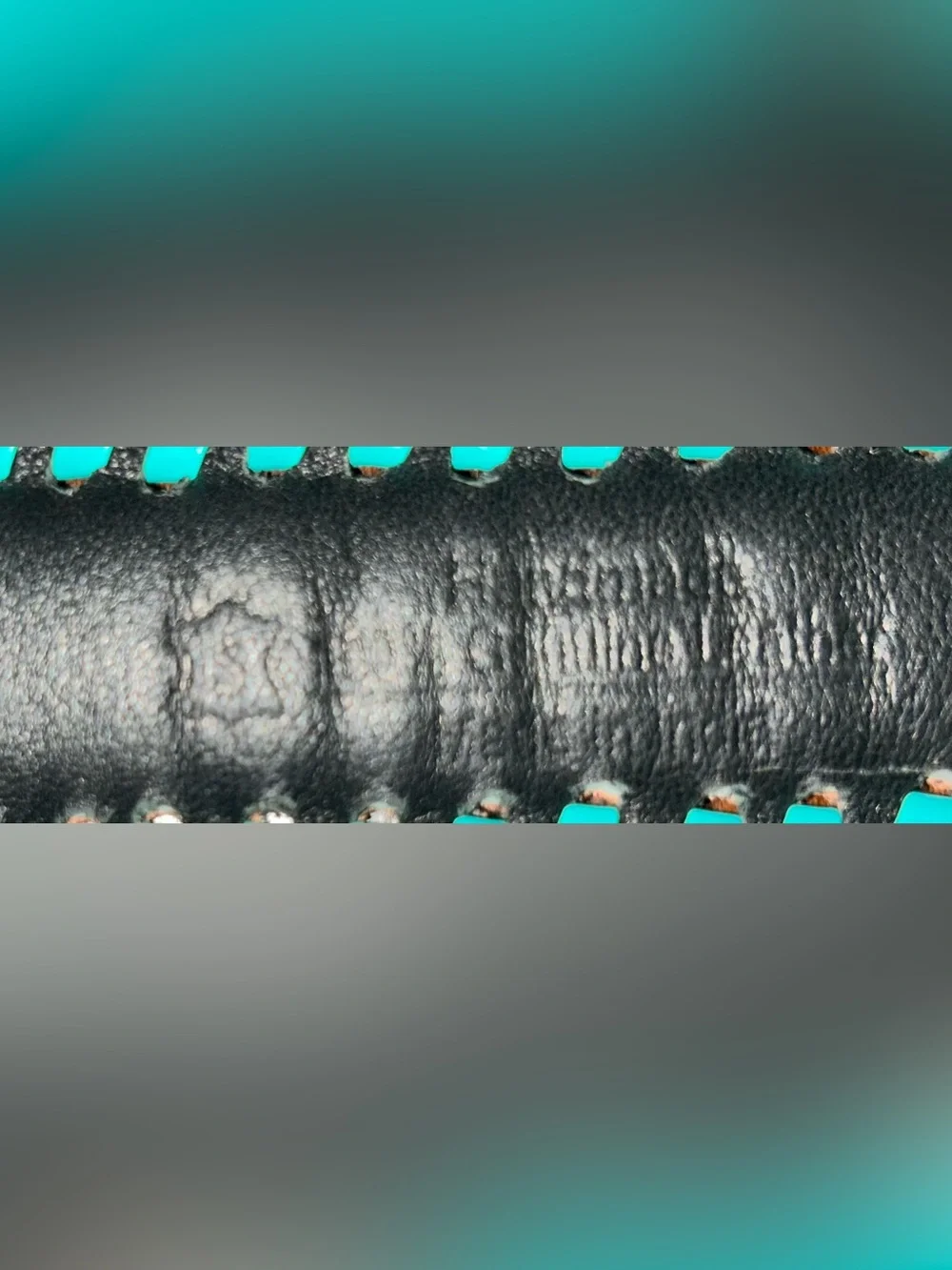 Tooled Genuine Leather Western Dog Collar w/ Turquoise and Red Accents-SMALL